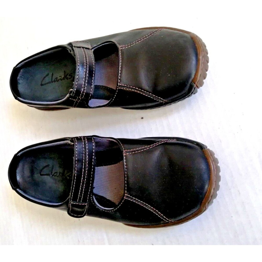 Clarks Black Clogs, Women Sz 7.5M, Leather Comfy SHoes